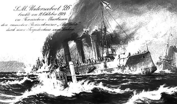 Потопление броненосного крейсера «Паллада» подводной лодкой «U-26» 11 октября 1914 г.