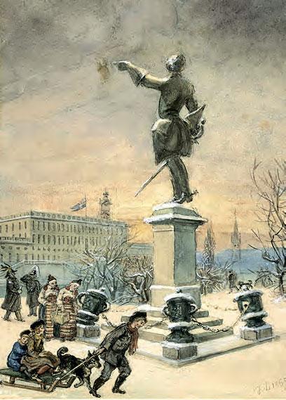 У статуи Карла XII. Художник Фриц фон Дардель, 1889 г.